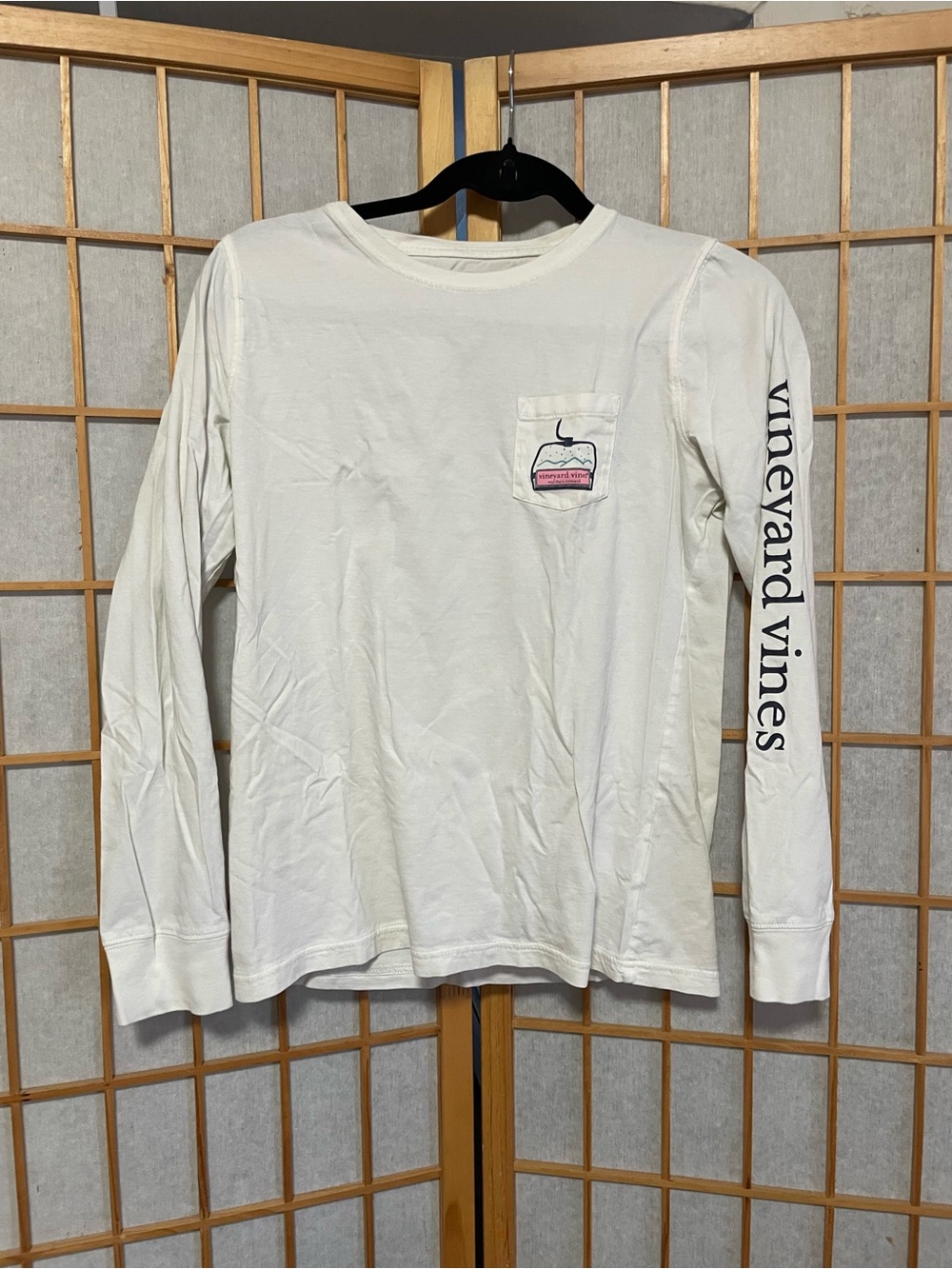 Vineyard Vines White Ski Lift Logo Box Long Sleeve T-Shirt